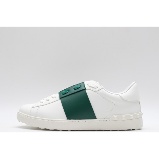 Valentino Garavani Low-Top Paneled Buffed Calfskin Sneaker White Green