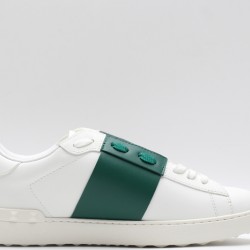 Valentino Garavani Low-Top Paneled Buffed Calfskin Sneaker White Green