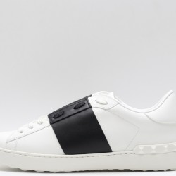 Valentino Garavani Low-Top Buffed Calfskin Open Sneaker White Black