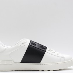 Valentino Garavani Low-Top Buffed Calfskin Open Sneaker White Black