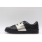 Valentino Garavani Low-Top Buffed Calfskin Open Sneaker Black Silver