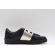 Valentino Garavani Low-Top Buffed Calfskin Open Sneaker Black Silver