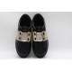 Valentino Garavani Low-Top Buffed Calfskin Open Sneaker Black Silver