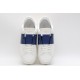 Valentino Garavani Low-Top Buffed Calfskin Open Sneaker White Blue