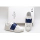 Valentino Garavani Low-Top Buffed Calfskin Open Sneaker White Blue