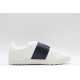 Valentino Garavani Low-Top Buffed Calfskin Open Sneaker White Navy