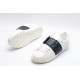 Valentino Garavani Low-Top Buffed Calfskin Open Sneaker White Navy