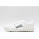 Valentino Garavani Low-Top Buffed Calfskin Open Sneaker White Silver