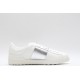 Valentino Garavani Low-Top Buffed Calfskin Open Sneaker White Silver