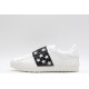 Valentino Garavani Low-Top Buffed Calfskin Open Sneaker White Black Star