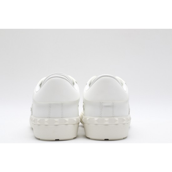 Valentino Garavani Low-Top Buffed Calfskin Open Sneaker White Star