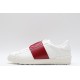 Valentino Garavani Low-Top Buffed Calfskin Open Sneaker White Red Pink