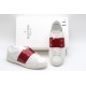 Valentino Garavani Low-Top Buffed Calfskin Open Sneaker White Red Pink