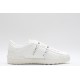 Valentino Garavani Low-Top Buffed Calfskin Open Sneaker White Silver