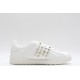 Valentino Garavani Low-Top Buffed Calfskin Open Sneaker White Gold Studded