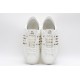 Valentino Garavani Low-Top Buffed Calfskin Open Sneaker White Gold Studded