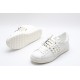 Valentino Garavani Low-Top Buffed Calfskin Open Sneaker White Gold Studded