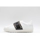 Valentino Garavani Low-Top Buffed Calfskin Open Sneaker White Black Gold