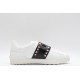 Valentino Garavani Low-Top Buffed Calfskin Open Sneaker White Black Gold