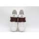 Valentino Garavani Low-Top Buffed Calfskin Open Sneaker White Burgundy Studded