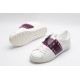 Valentino Garavani Low-Top Buffed Calfskin Open Sneaker White Burgundy