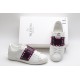 Valentino Garavani Low-Top Buffed Calfskin Open Sneaker White Burgundy