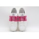 Valentino Garavani Low-Top Buffed Calfskin Open Sneaker White Pink Studded