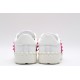 Valentino Garavani Low-Top Buffed Calfskin Open Sneaker White Pink Studded