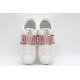 Valentino Garavani Low-Top Buffed Calfskin Open Sneaker White Pink Gold Studded