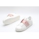 Valentino Garavani Low-Top Buffed Calfskin Open Sneaker White Pink Gold Studded