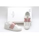 Valentino Garavani Low-Top Buffed Calfskin Open Sneaker White Pink Gold Studded