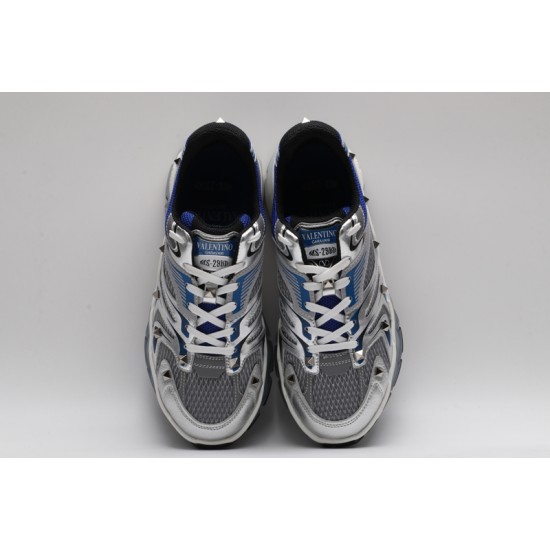 Valentino Garavani  S-2960 Sneakers Low-top Paneled Mesh Silver Electric blue