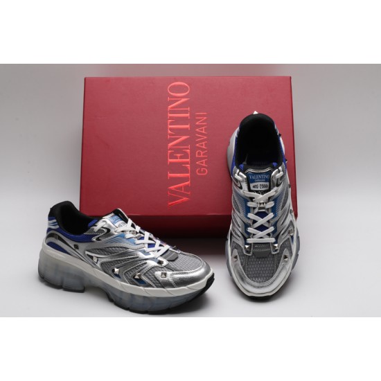 Valentino Garavani  S-2960 Sneakers Low-top Paneled Mesh Silver Electric blue