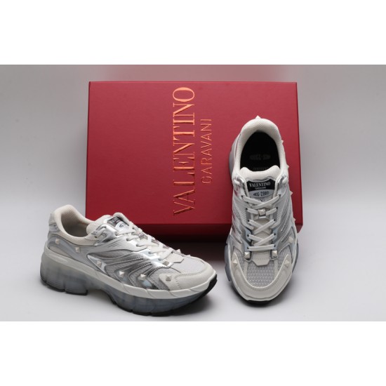 Valentino Garavani  MS-2960 Sneakers Low-top Paneled Mesh Silver Alluminio