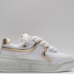 Valentino Garavani Nappa Leather Sneakers White Gold One Stud X