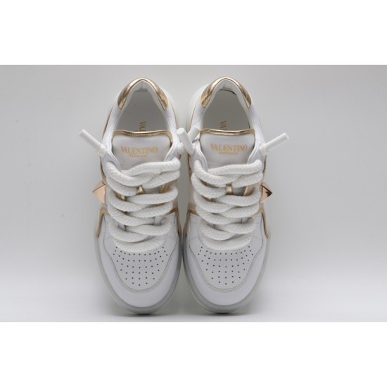 Valentino Garavani Nappa Leather Sneakers White Gold One Stud X