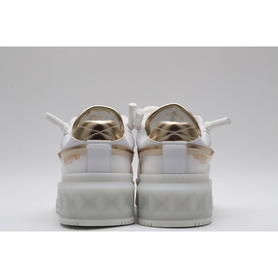 Valentino Garavani Nappa Leather Sneakers White Gold One Stud X