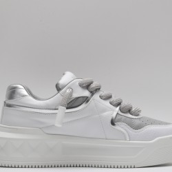 Valentino Garavani Nappa Leather Sneakers White Grey One Stud X