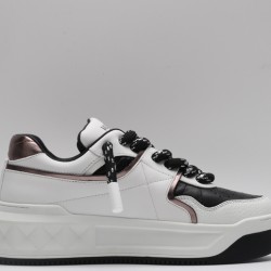 Valentino Garavani Nappa Leather Sneakers Black White Silver One Stud X