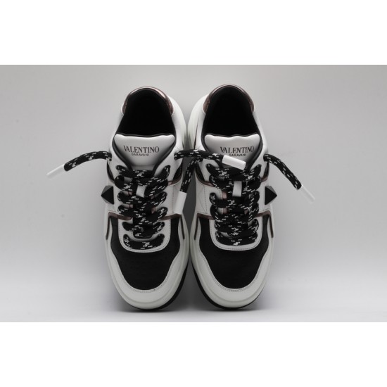 Valentino Garavani Nappa Leather Sneakers Black White Silver One Stud X