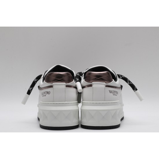 Valentino Garavani Nappa Leather Sneakers Black White Silver One Stud X