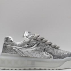 Valentino Garavani Nappa Leather Sneakers Silver One Stud X