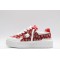 Valentino Garavani Nappa Leather Canvas Sneakers White Brown Red & Off-White One Stud