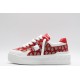 Valentino Garavani Nappa Leather Canvas Sneakers White Brown Red & Off-White One Stud