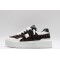 Valentino Garavani Nappa Leather Canvas Sneakers Brown & Off-White One Stud