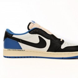 FRAGMENT DESIGN X TRAVIS SCOTT X AIR JORDAN 1 RETRO LOW 'SAIL BLACK MILITARY BLUE' DM7866-140